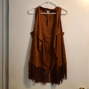 NWT Fringe tan suede vest